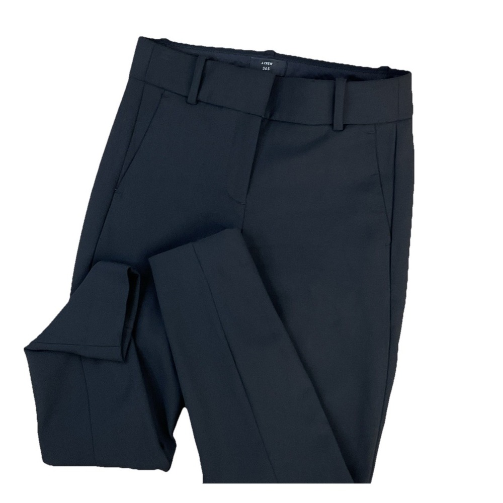 J Crew 365 Cameron Pants Women Sz 0P Stretch Career Trousers Solid Black Petite